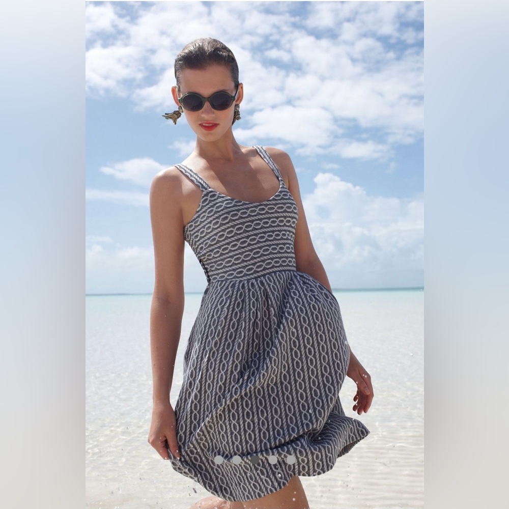 ANTHROPOLOGIE Postmark Rolo Crossback Cut Out Pockets Dress, Size Medium